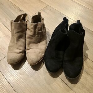 Stylish Black and Tan Women's Ankle Boots, Size 10